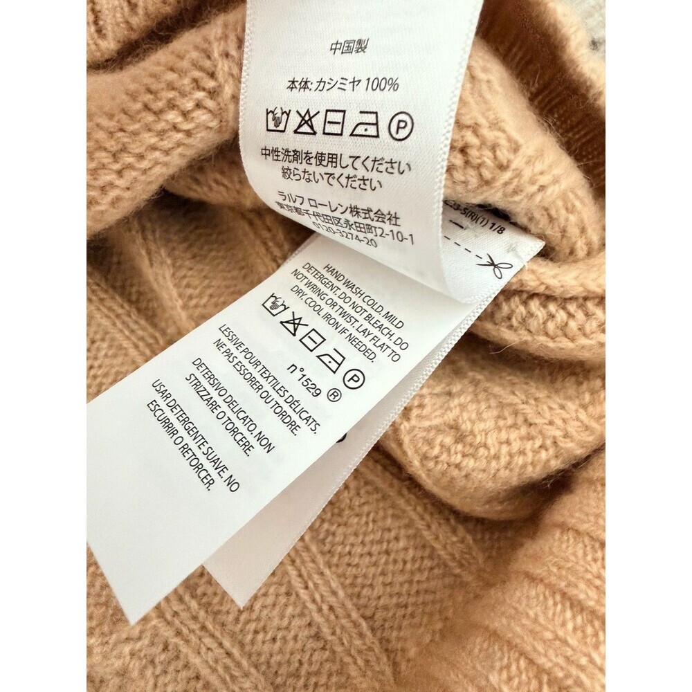 Polo Ralph Lauren Men’s The Iconic Cable Knit Cashmere Sweater Brown Size M NWT - Picture 8 of 11
